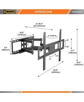 Full Motion TV Wall Mount for TVs 37" to 92" Up to 88 lbs