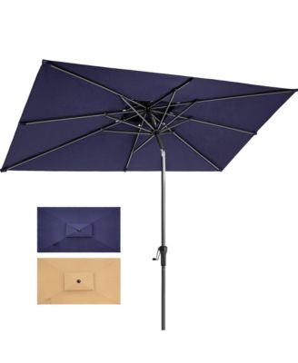 Rectangular Tilt Market Patio Umbrella with Stand – Outdoor Sun Shade for Garden