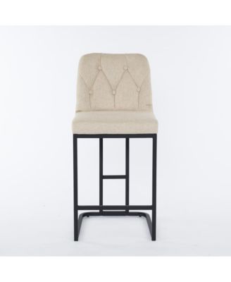 Set of 2 Counter Height Stools, 25.2" Upholstered Chairs with Tufted Back and Metal Frame, Ideal for Kitchen Island or Dining Room