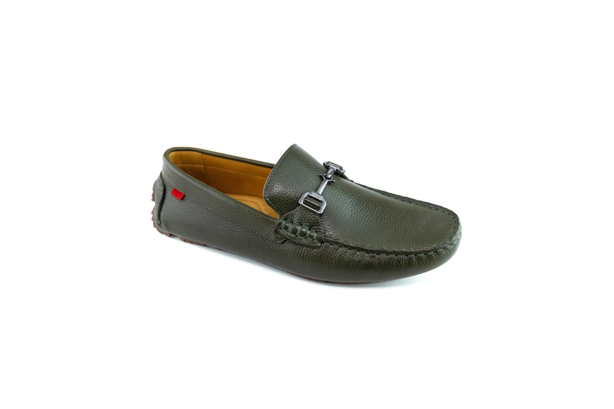 Men's Henry Street Buckle Leather Loafer - Olive grainy