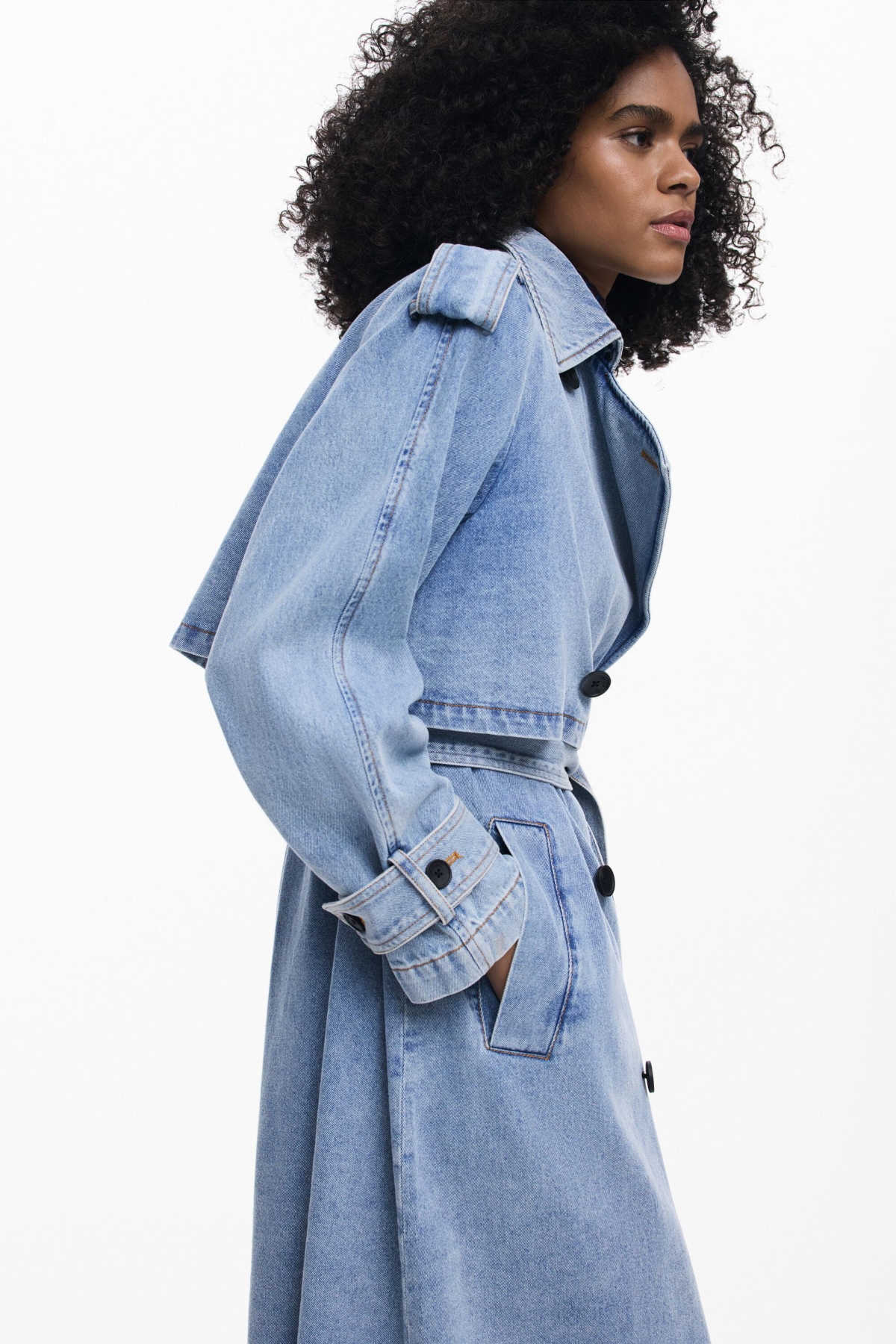 Desigual Women's Denim trench coat with belt