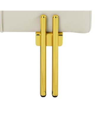 Anti-Scratch PU Leather Storage Ottoman, Upholstered Footstool with Gold Stainless Steel Legs for Bedroom or Living Room