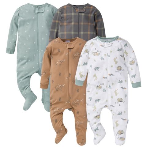 Детские комбинезоны для сна Gerber Dogs, набор из 4 шт, цвет: Camping