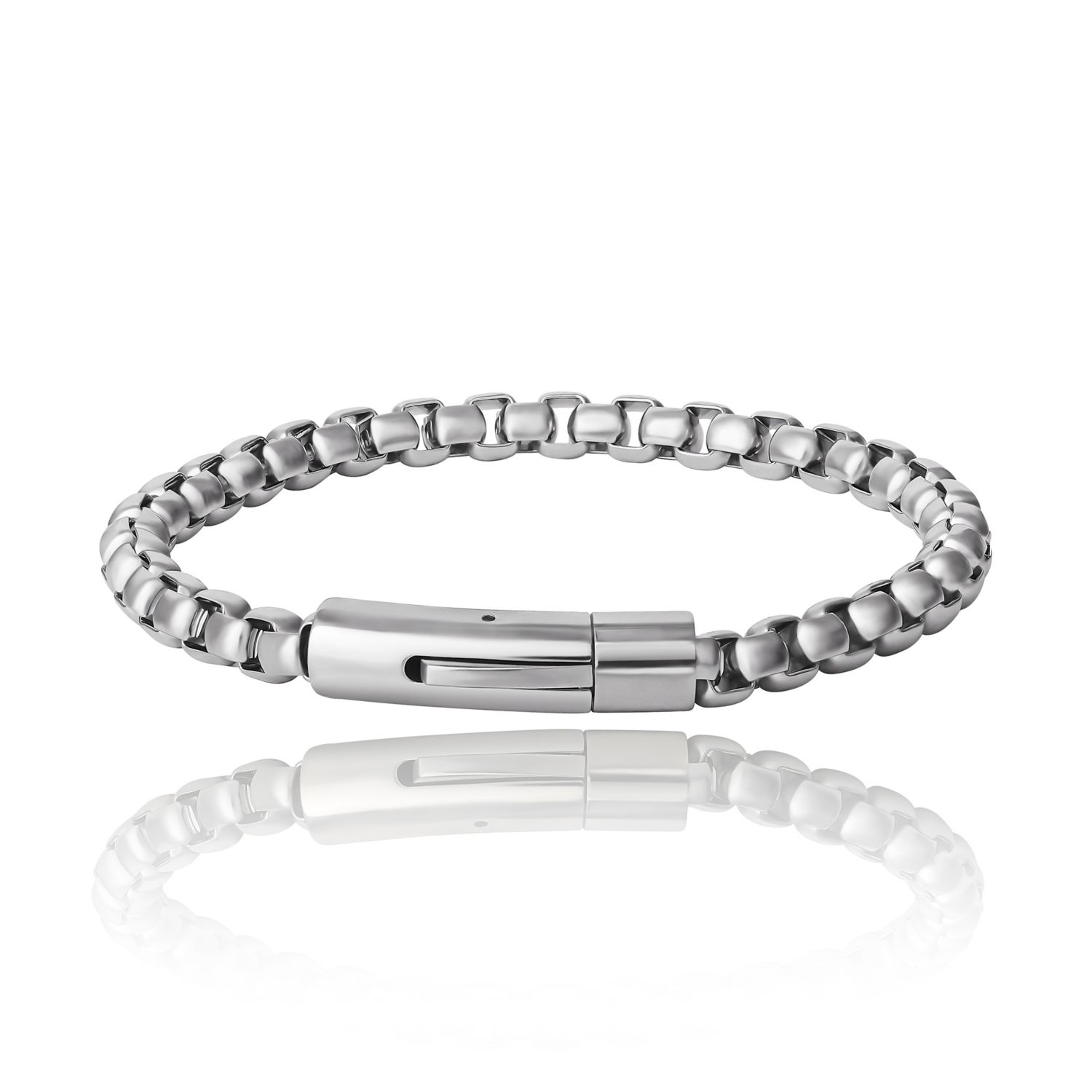 Men's Silver-Tone Box Chain Bracelet