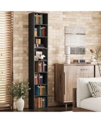 Tall Narrow Bookshelf 8 Tiers, Compact Corner Bookcase