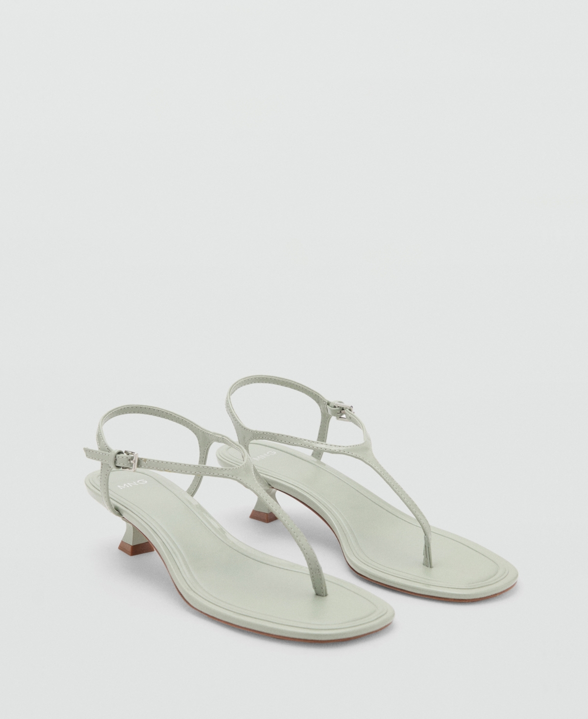 Shop Mango Women's Kitten Heel Strap Sandals In Pastel Green