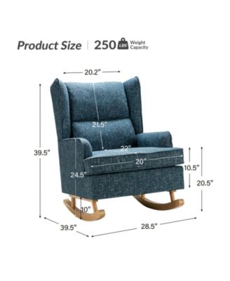   Standard Size   Fabric Upholstery  Modern Rocking Design, Solid Wood Legs  Rocking Chair