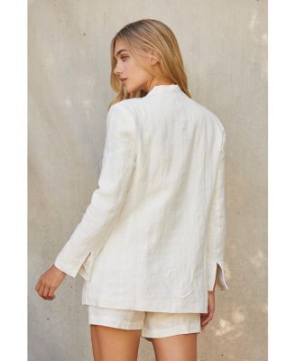 Women's Zoey Collarless Linen Blazer
