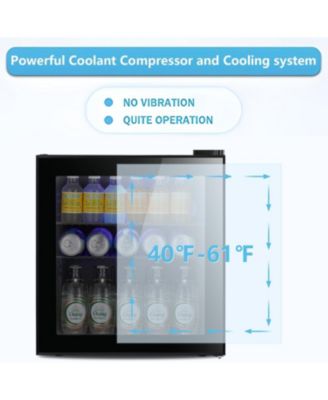 1.6 Cu.ft. 70-Can Beverage Refrigerator with Glass Door and Removable Shelves