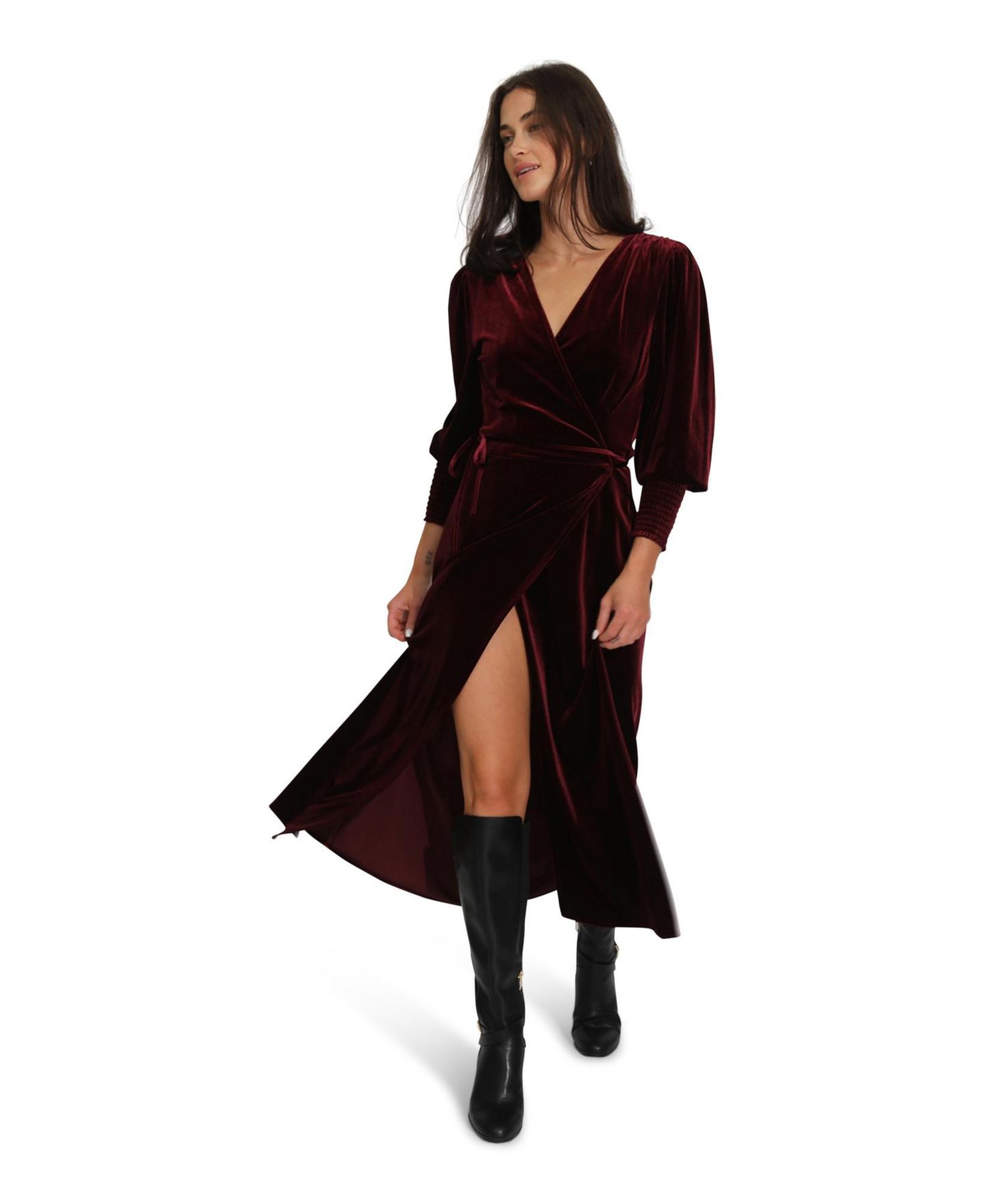 Женское платье Belle & Bloom Current Mood Velvet Wrap, цвет: Бордовый — фото 1