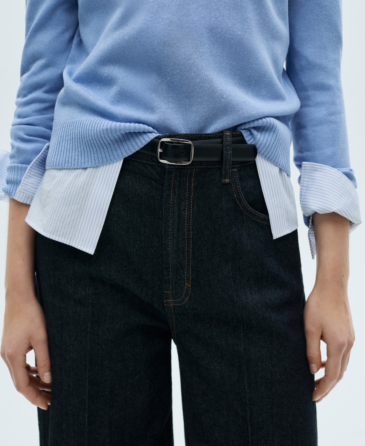 Mango Linen Blend Knitted Sweater Sky Blue In Sky Blue