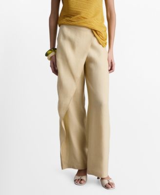 MANGO - Women's Linen Crossover Pants