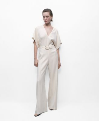 MANGO - Women's Buckle Belt Long Jumpsuit
