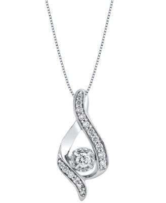 Diamond Ribbon Pendant Necklace (3/8 ct. t.w.) in 14k White or Yellow Gold 