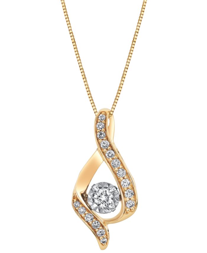 Diamond Ribbon Pendant Necklace (3/8 ct. t.w.) in 14k White or Yellow Gold