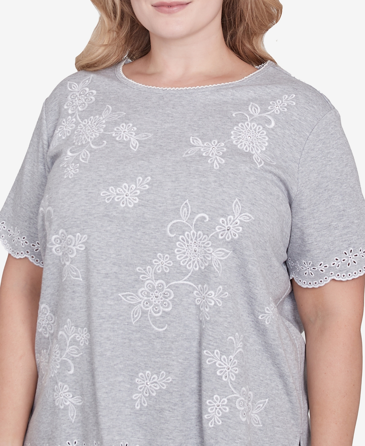 Alfred Dunner Plus Size Crystal Springs Crew Neck Top