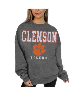 Gameday Couture - Women's Heather Charcoal Clemson Tigers Distressed Fleece Pullover Sweatshirt