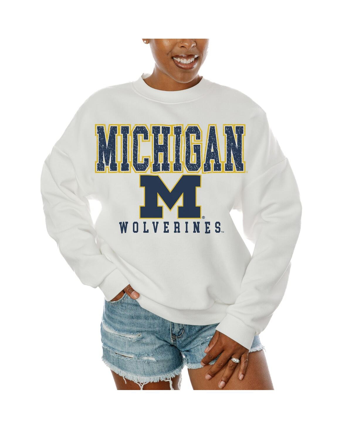 Shop Gameday Couture Women's White Michigan Wolverines Freestyle Fleece Pullover Sweatshirt