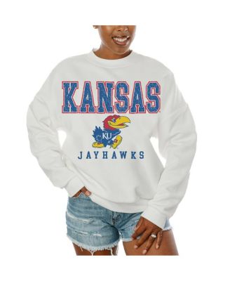 Gameday Couture - Women's White Kansas Jayhawks Freestyle Fleece Pullover Sweatshirt