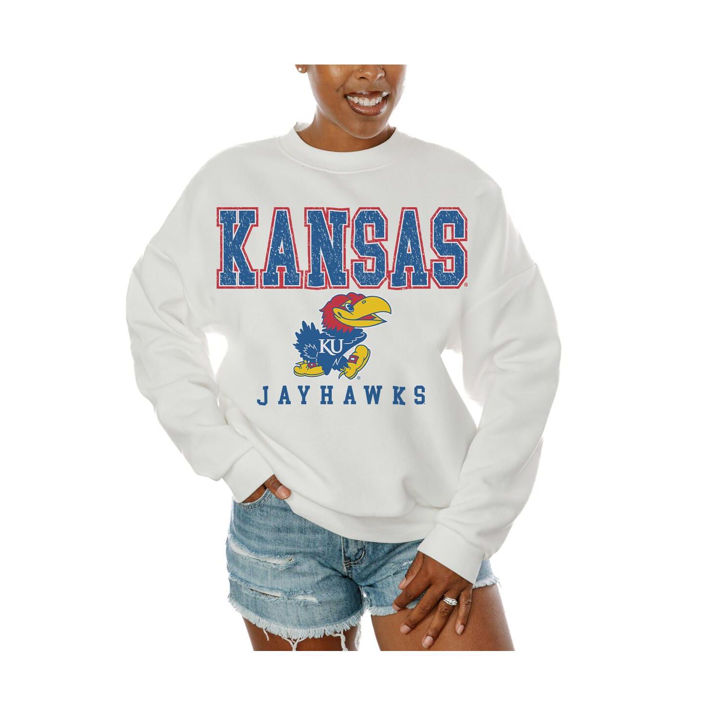 Женская толстовка Gameday Couture White Kansas Jayhawks Freestyle Fleece Pullover — фото 1