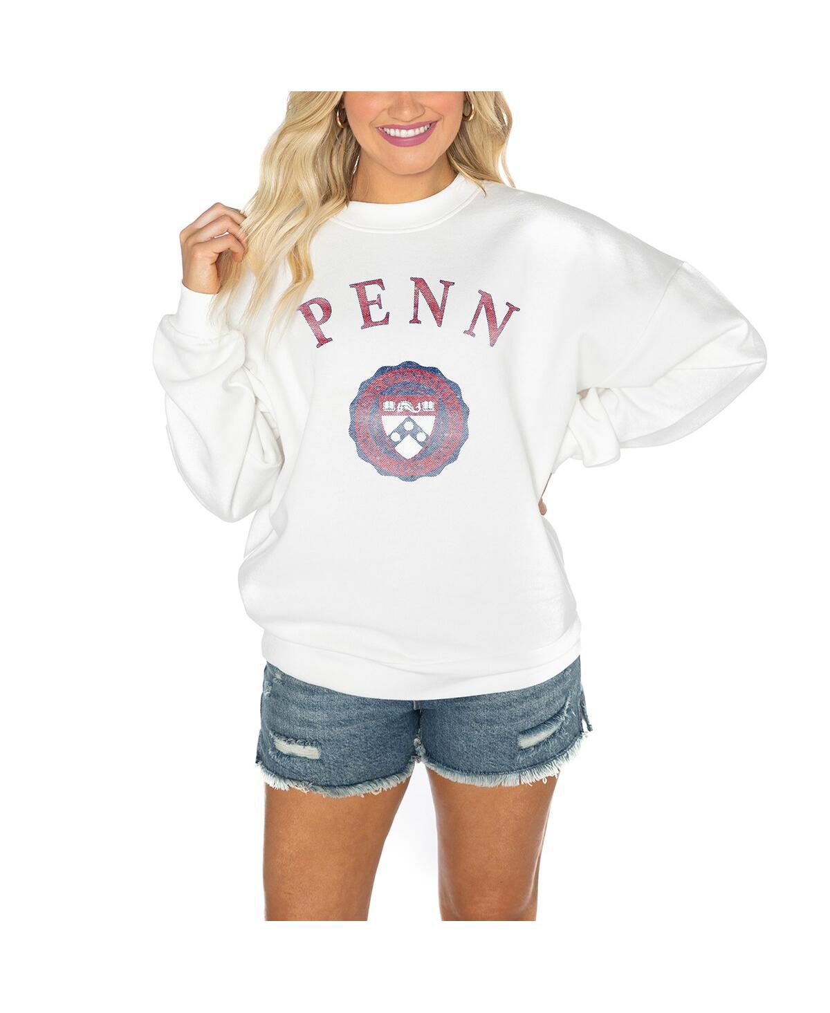 Gameday Couture Women's White Coastal Carolina Chanticleers Good Vibes Premium Fleece Drop Shoulder Pullover Sweatsh In White