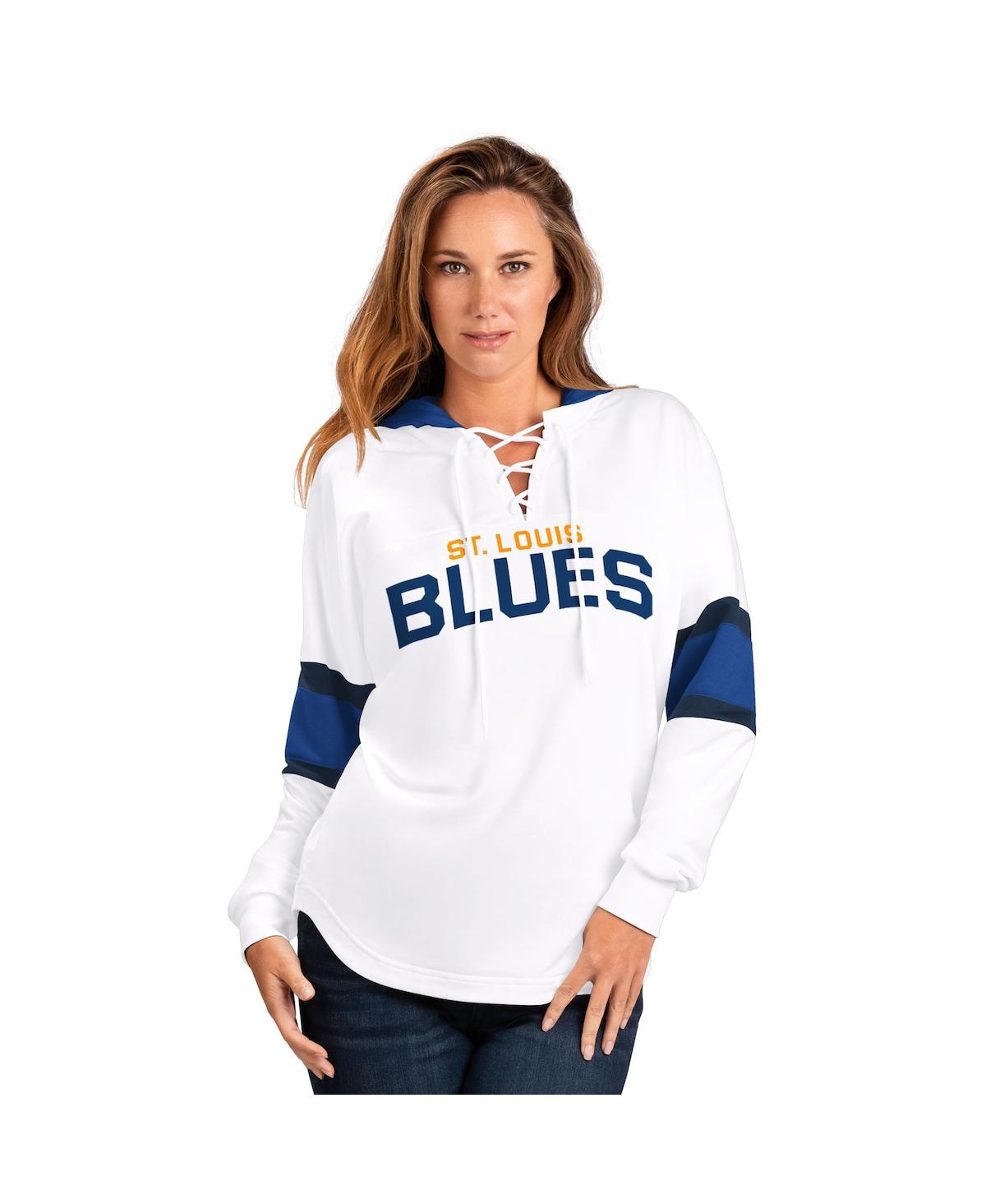 Women's White St. Louis Blues Goal Zone Long Sleeve Lace-Up Hoodie T-Shirt - White