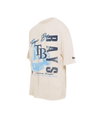 Men's Cream Tampa Bay Rays Cooperstown Collection Oversized Throwback Distressed T-Shirt