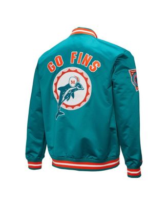 Men's Aqua Miami Dolphins Double Down Satin Full-Snap Jacket