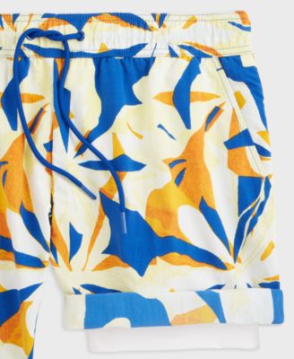 Men's Floral Tones Regular-Fit Printed Swim Trunks, Exclusively at Macy's 