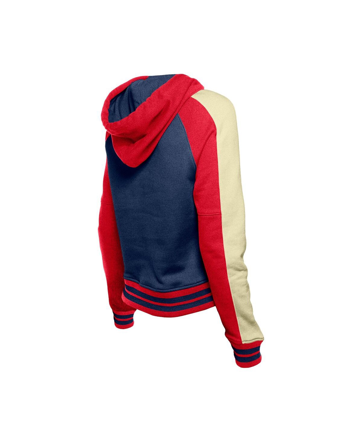 Shop New Era Women's Navy Boston Red Sox Throwback Cropped Raglan Pullover Hoodie