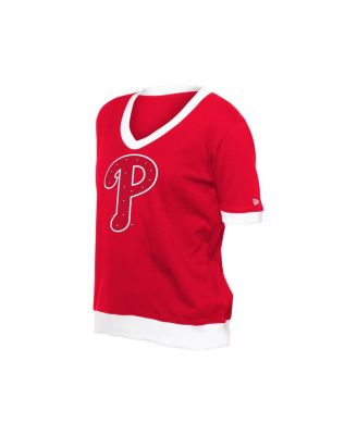 Women's Red Philadelphia Phillies Game Day Rhinestone V-Neck T-Shirt