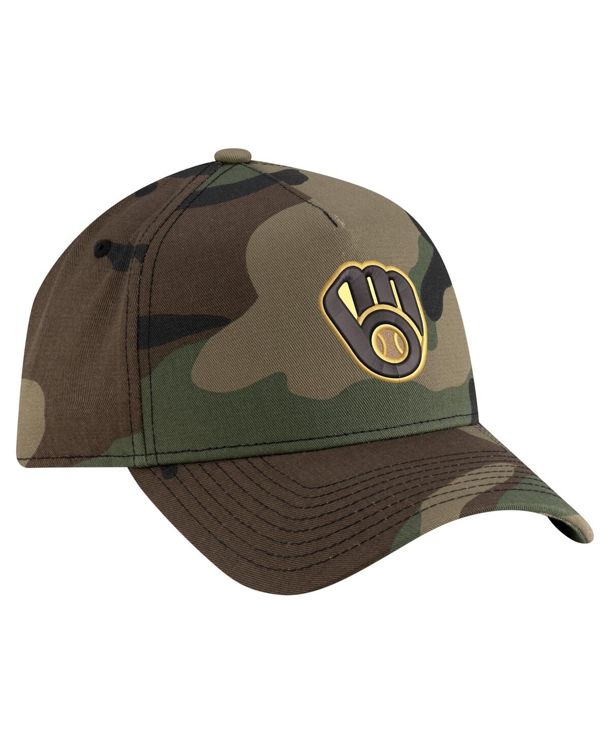 New Era Men's Camo Milwaukee Brewers Woodland Team Pop 9forty A-frame Adjustable Hat In Camo