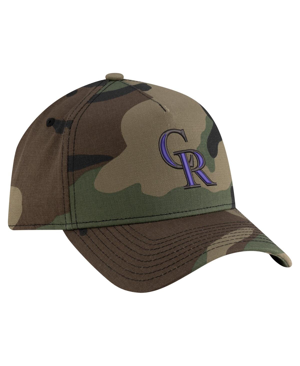 NEW ERA MEN'S CAMO COLORADO ROCKIES WOODLAND TEAM POP 9FORTY A-FRAME ADJUSTABLE HAT 