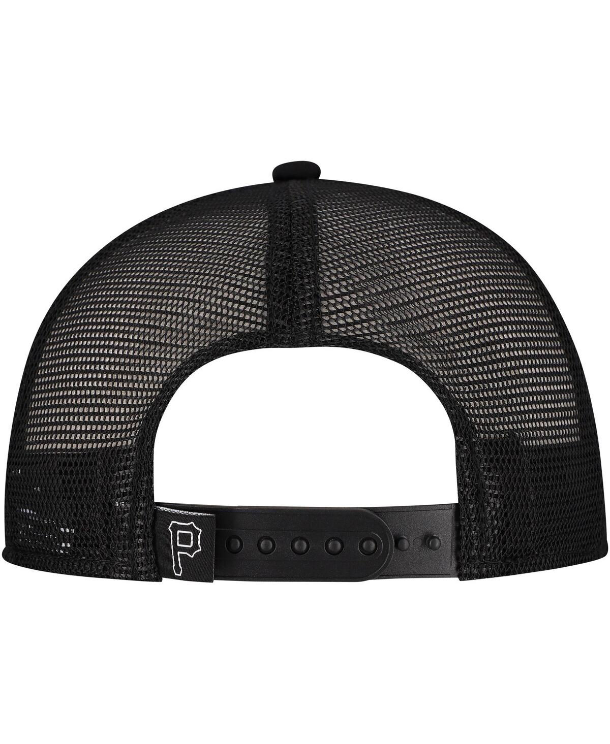 NEW ERA MEN'S BLACK PITTSBURGH PIRATES RETRO BOLD A-FRAME TRUCKER 9FORTY ADJUSTABLE HAT 