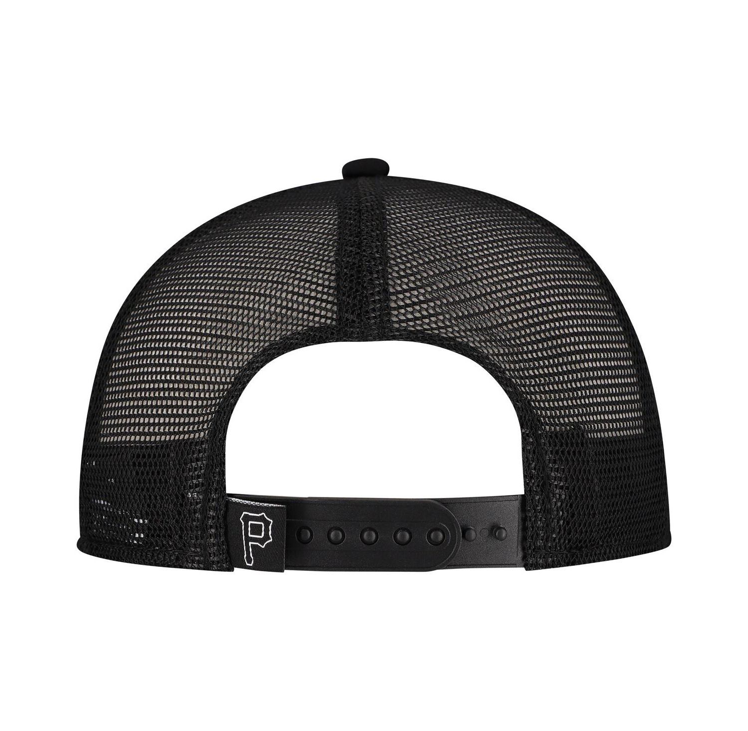 Men's Black Pittsburgh Pirates Retro Bold A-Frame Trucker 9FORTY Adjustable Hat