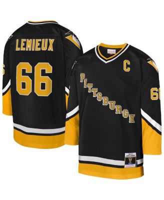 Mitchell & Ness - Big Boys and Girls Mario Lemieux Gold Pittsburgh Penguins 1992/93 Captain Patch Blue Line Player Jersey