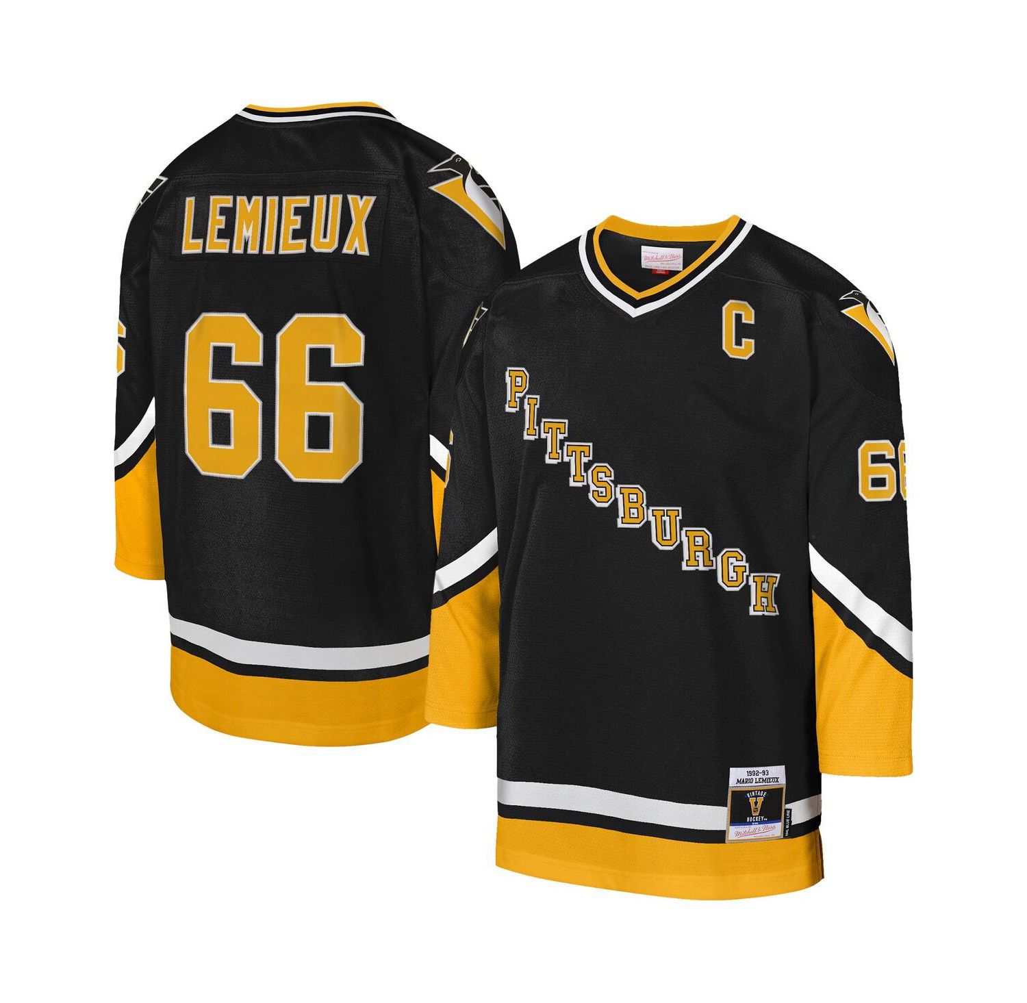 Big Boys and Girls Mario Lemieux Gold Pittsburgh Penguins 1992/93 Captain Patch Blue Line Player Jersey
