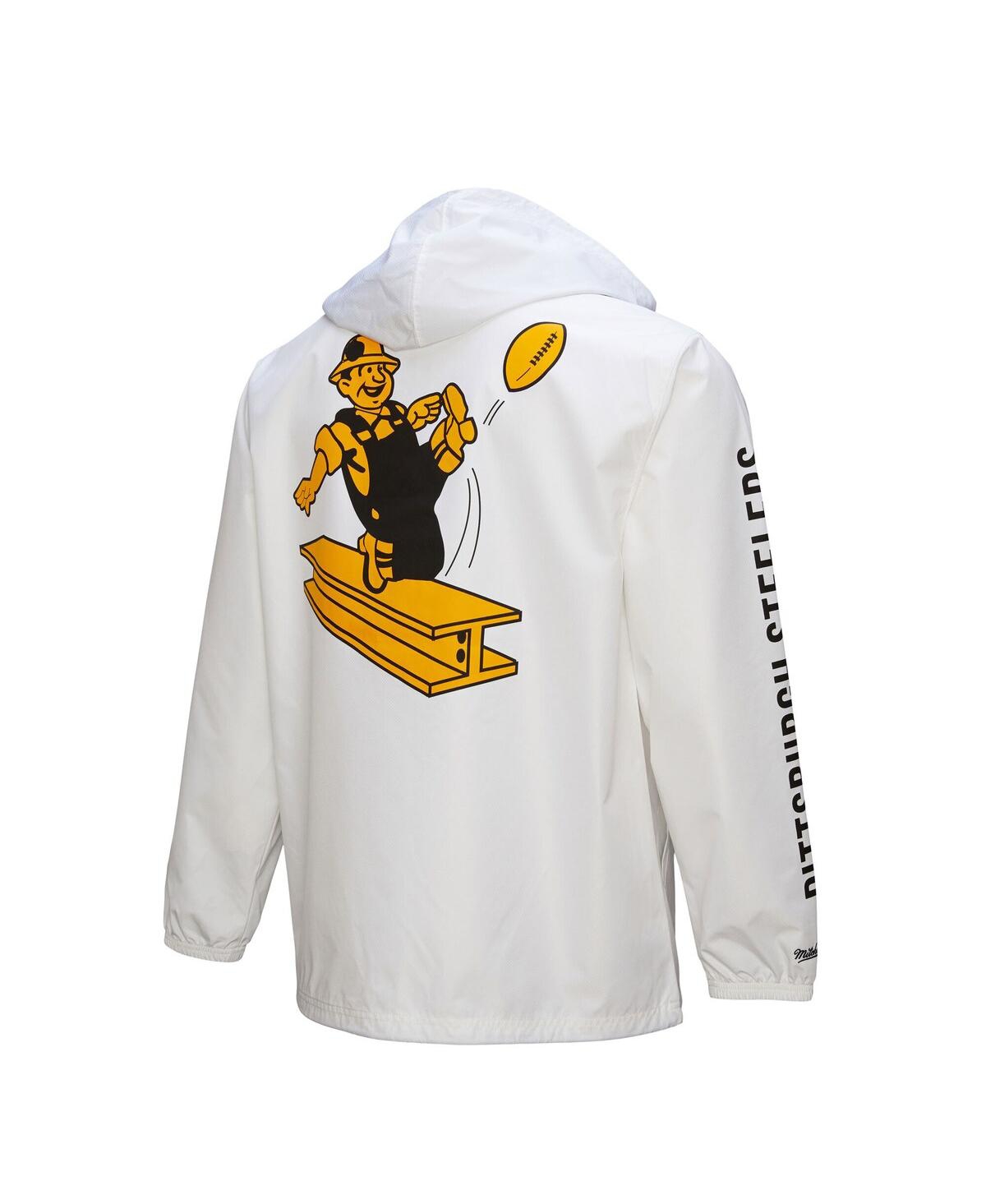 Mitchell & Ness Men's White Pittsburgh Steelers Vintage Logo Coaches Full-snap Hoodie Jacket In White