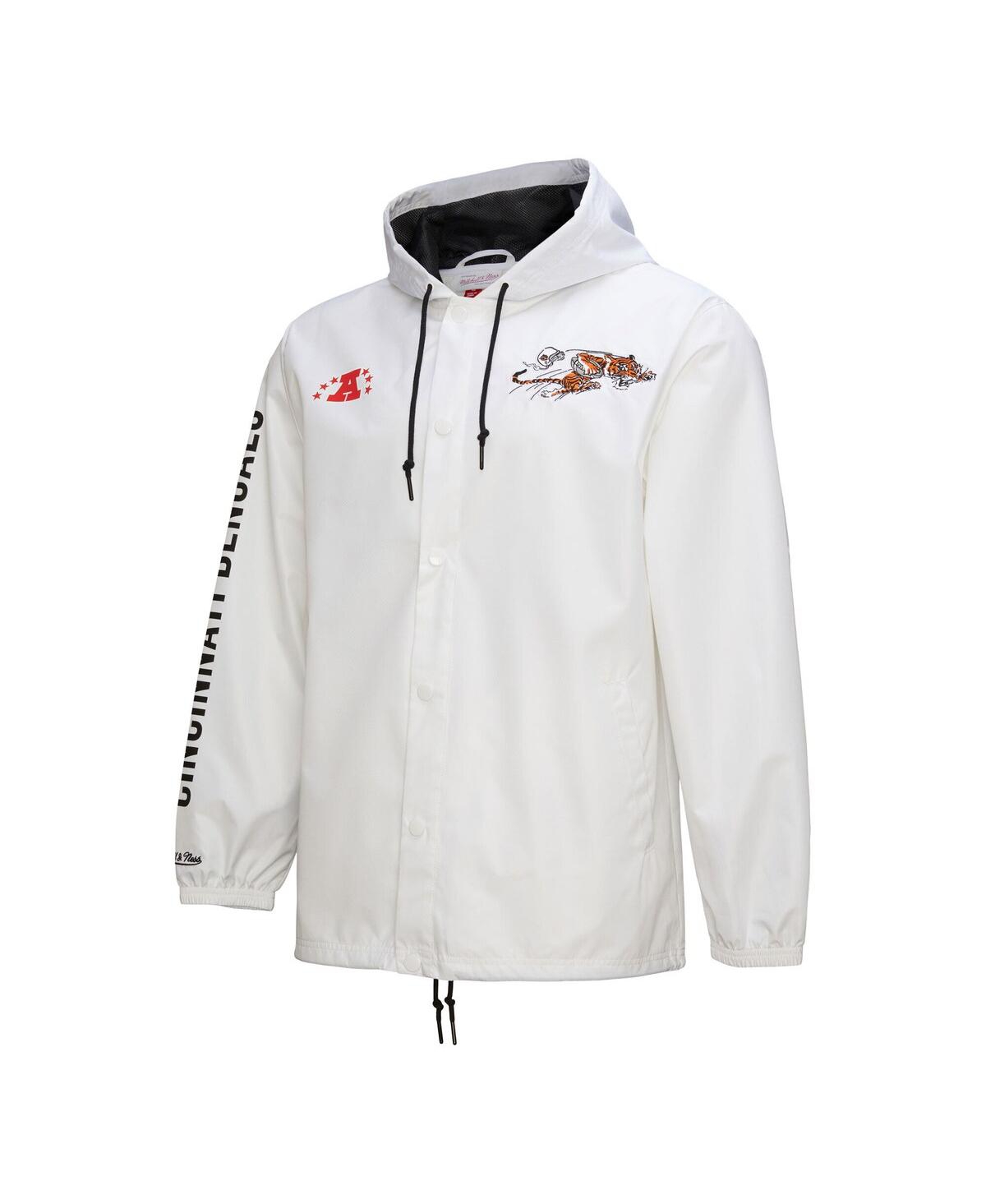 Mitchell & Ness Men's White Cincinnati Bengals Vintage Logo Coaches Full-snap Hoodie Jacket In White
