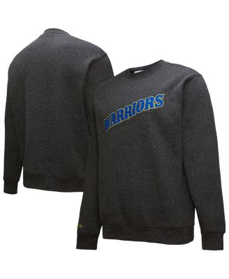 Mitchell & Ness - Men's Black Golden State Warriors Black Out Collection Snow Washed Vintage Logo Pullover Sweatshirt