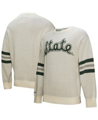 Mitchell & Ness - Men's Cream Michigan State Spartans Retro Pullover Sweater