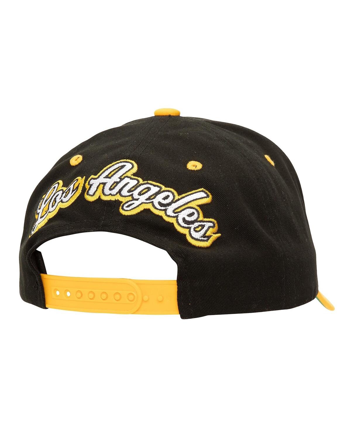 Mitchell & Ness Men's Black/gold Los Angeles Lakers Backside Script 2-tone Pro Crown Adjustable Hat In Black,gold