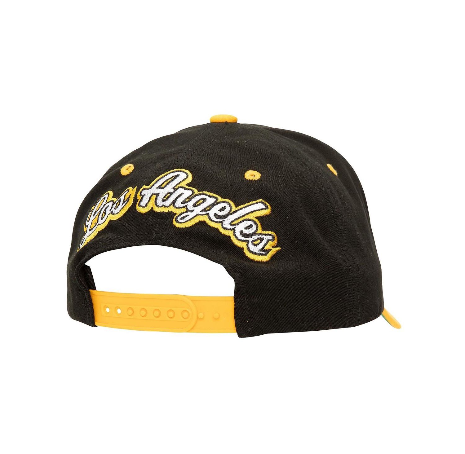 Men's Black/Gold Los Angeles Lakers Backside Script 2-Tone Pro Crown Adjustable Hat