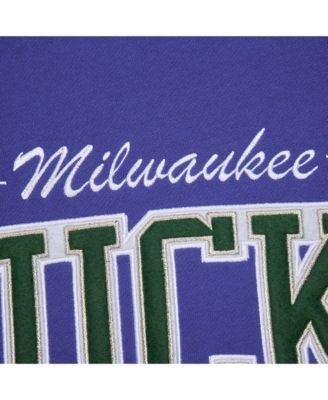 Men's Purple Milwaukee Bucks Hardwood Classics There Back 2.0 Vintage Pullover Sweatshirt