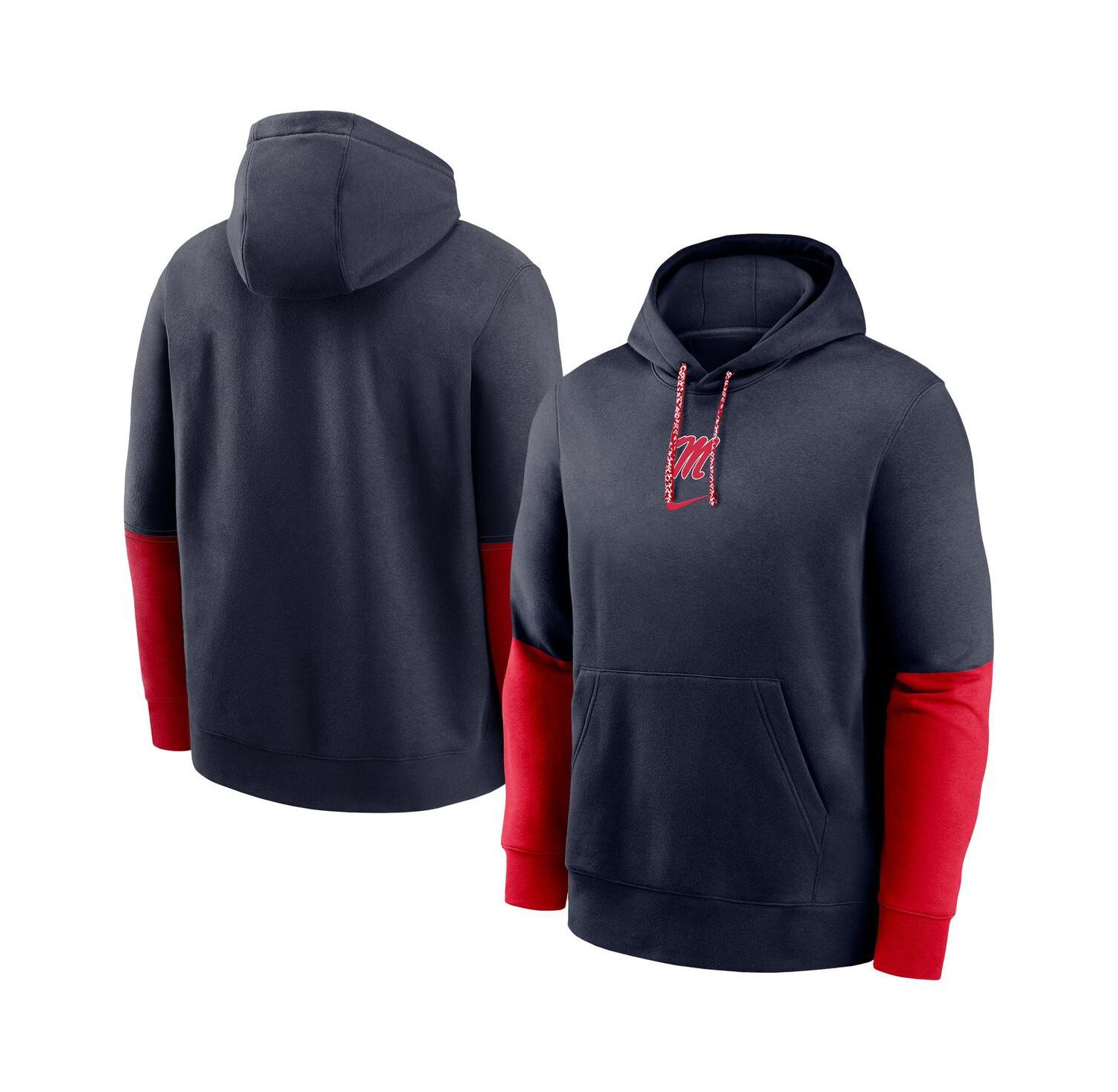 Men's Navy Ole Miss Rebels 2024 Sideline Club Fleece Pullover Hoodie