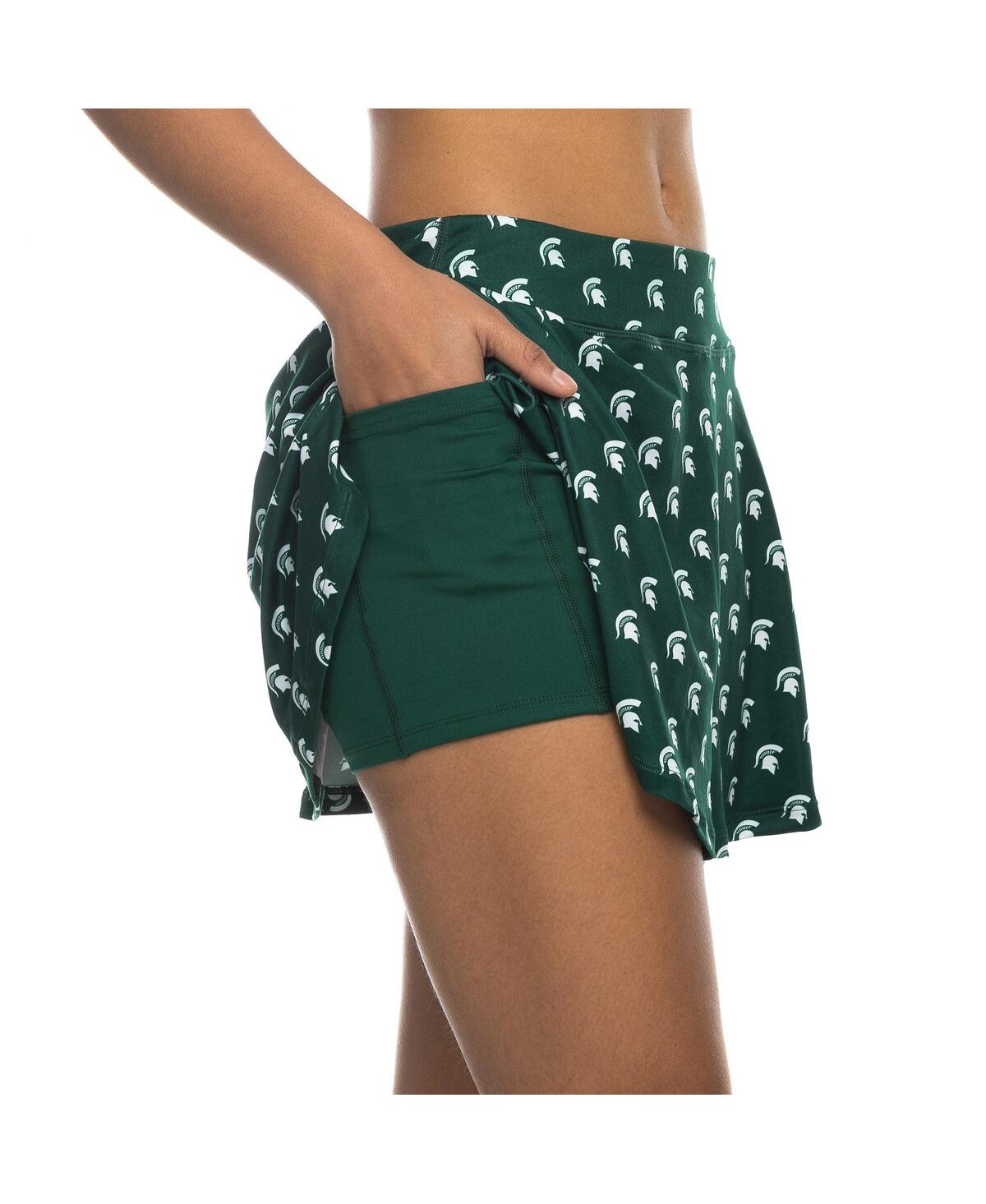 Zoozatz Women's Green Michigan State Spartans All-over Print Flowy Skort In Green