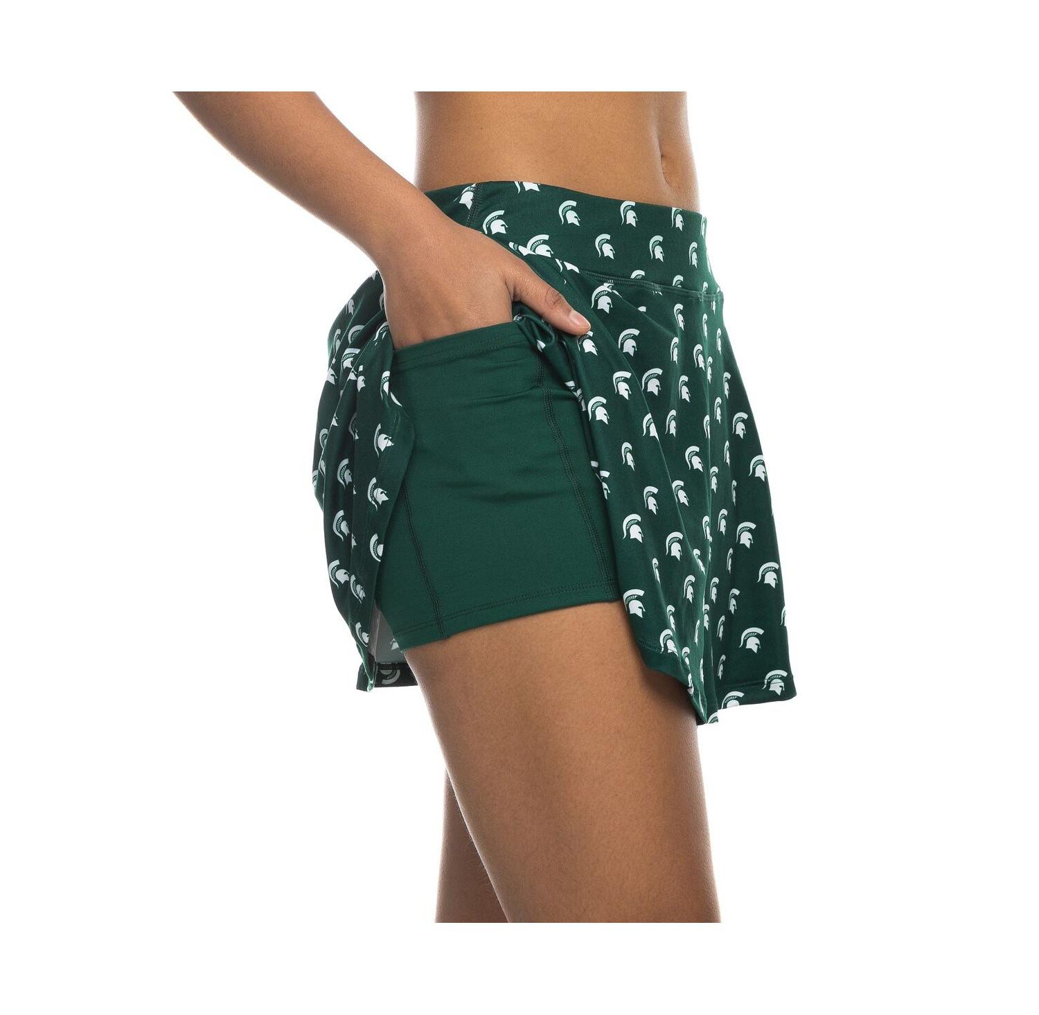 Women's Green Michigan State Spartans All-Over Print Flowy Skort