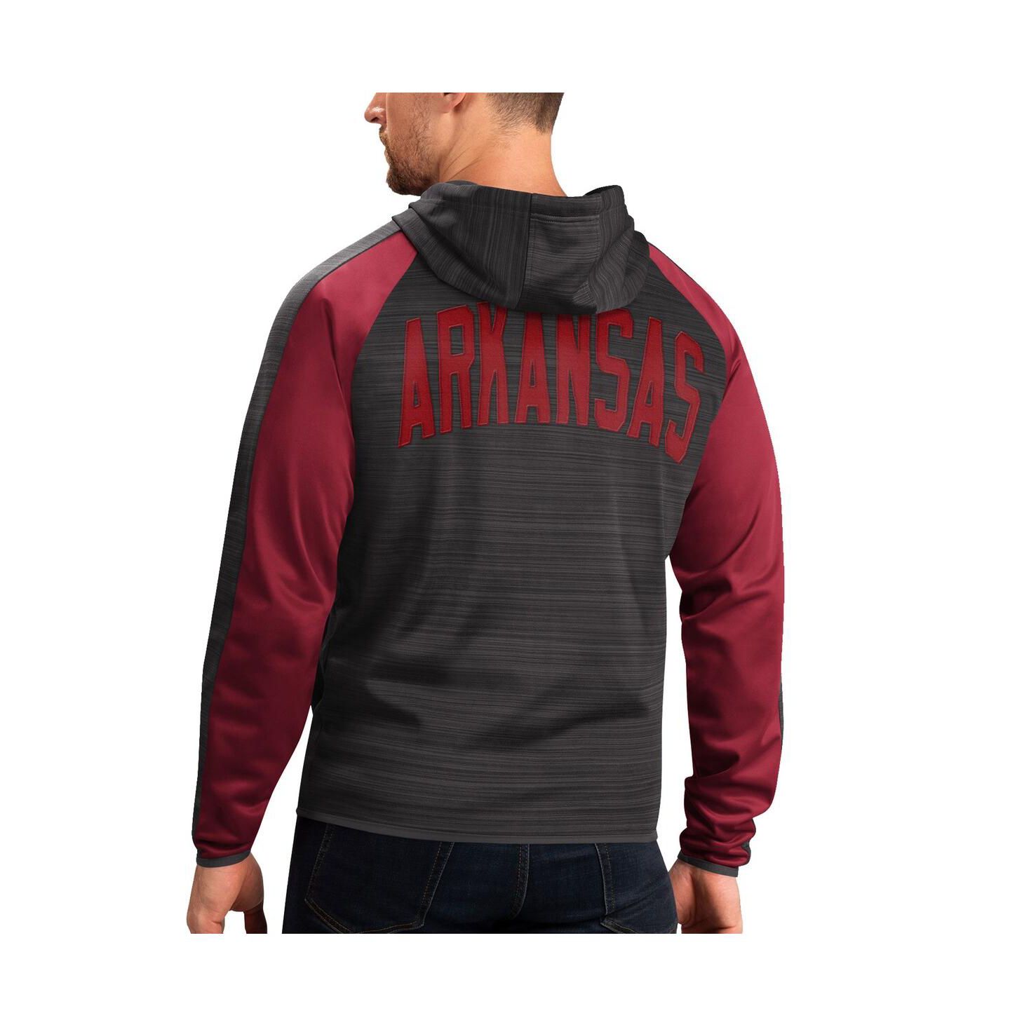 Мужская куртка G-III Sports by Carl Banks Black Arkansas Razorbacks Neutral Zone Raglan Full-Zip Track Hoodie Jacket — фото 2