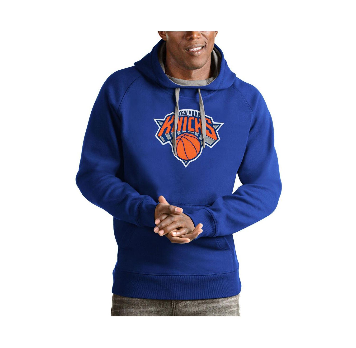 Men's Royal New York Knicks Team Logo Victory Pullover Hoodie
