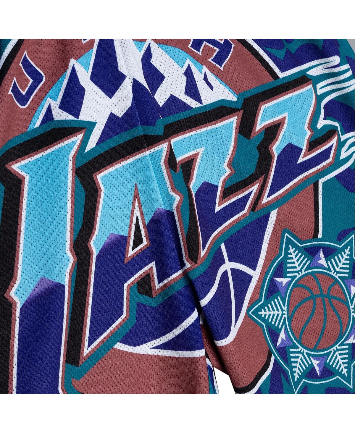 Mitchell & Ness Men's Turquoise/purple Utah Jazz Jumbotron 2.0 Sublimated Shorts In Turquoise,purple